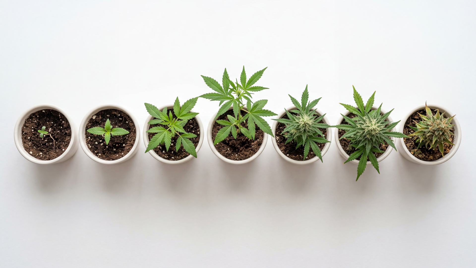 Autoflower lifecycle timeline: germination, vegetative, flowering, maturity over 12 weeks